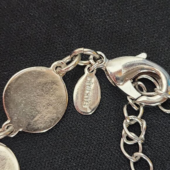 Chico's Vtg Sliver Tone Circle Square Chunky Layered Bib Statement 19" Necklace - Picture 14 of 16